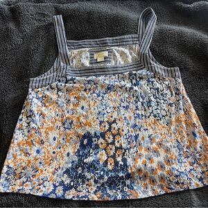 Floral Sleeveless Top with Stripes
